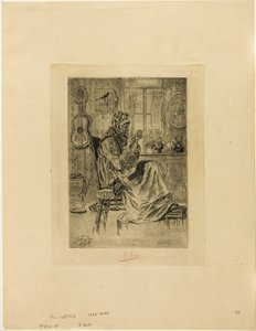 İğne Olan Yaşlı Kadın by Félicien Rops