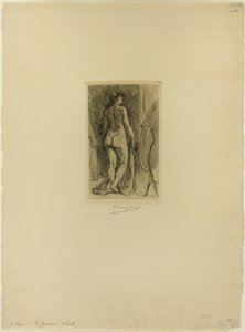 Kürklü duran kadın by Félicien Rops