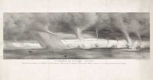 Waterhozen op zee bij Sicilya, 1827 Sicilya denizinde, Stromboli