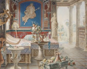 Pompeii Tarzında Mimari Fantezi by Félix Duban