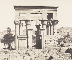Fileh Philæ Adası, doğudan bina - Batı cephesi - P..., 1851-52, 1853-54 basılmış. by Félix Teynard