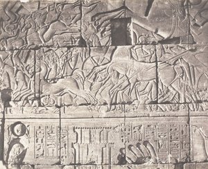 Karnak Thebes, Saray Muhafazası - O Noktasındaki Heykellerin Detayları, 1851-52, 1853-54 basılmış.