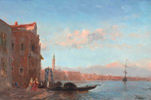 Saraydan çıkan figürler, Canal della Grazia by Félix Ziem
