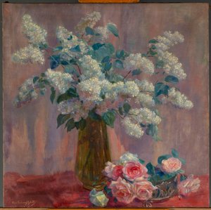 Leylak ve Güller (tuval üzerine yağlıboya) by Flore Geleedts