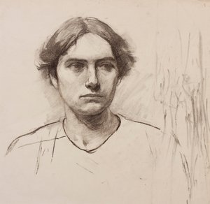 Bir sanat okulu modelinin başkanı, c.1900 (kağıt üzerinde karakalem) by Florence Eleanor Shepard