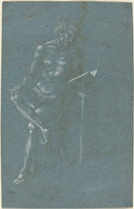 Taburede Oturan Kitap Okuyan Genç Bir Adam (rekto); The Fall of Man (alt parçanın bir parçası) (verso) by Florentine 15th Century