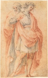 İki Erkek Figürü: Bir Genç ve Bir Yaşlı Adam by Florentine 17th Century