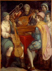 Konser Ud müzisyenleri, epinette, trombon ve viola de gamba. Floransa Okulu 1550-1600