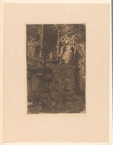 Soba, şömine ve çiçek vazo Atelier ile stüdyo iç (orijinal başlık) by Floris Verster