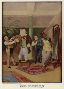 İki terzi, onları güzel bir şekle sokmak için kumaş ve bantla geldi.