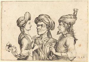 Üç Oryantal Figür by Follower of Martin Schongauer