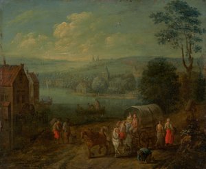 Köyler ve Gezginlerle Nehir Manzarası [verso] by Follower of Peeter Gysels