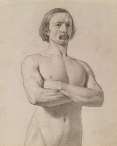 Akademik çıplak Çalışma, Bıyıklı ve Kolları Katlanmış Yarım Boy, 1849
