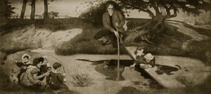 Dalton Marsh Gas'ı toplarken, 'Hutchinson's Story of the British Nation'dan bir çizim, c.1923 by Ford Madox Brown