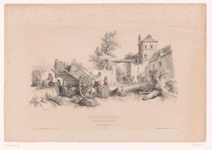 Kuyu, saman vagonu ve çeşitli figürlerle çiftlik Peyzaj, hayvan ve detay çalışmaları içeren çizim kursu (seri başlığı) Tasarım kursu. Paysages, rakamlar, animaux, aksesuarlar, par Férogio (nesne üzerinde seri başlığı) by Fortuné Ferogio
