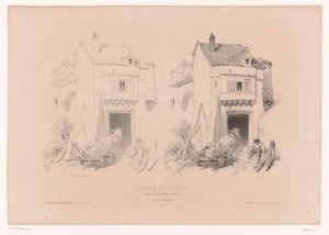 At arabası olan kamyon şoförü kapıda duruyor Peyzaj, hayvan ve detay çalışmaları içeren çizim kursu (seri başlığı) Tasarım kursu. Paysages, rakamlar, animaux, aksesuarlar, par Férogio (nesne üzerinde seri başlığı)