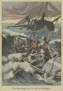 Brittany kıyılarında bir cankurtaran kurtarma by Fortune Louis Meaulle