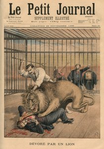 Being devoured by a lion, front cover illustration from 