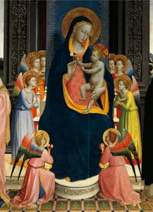 Madonna ve Azizlerle Enthroned Çocuk Fra Angelico (1400-yaklaşık 1455) olarak bilinen Giovanni da Fiesole tarafından, ahşap üzerine tempera, detay