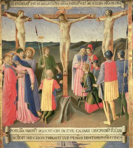 İsa, İki Hırsız Arasında Haç Üzerinde, Santissima Annunziata Gümüş Hazinesinin dördüncü panelinden detay, c.1450-53 (panelde tempera) by Fra Angelico