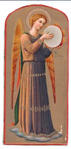 Renkli lito baskı fra angelico melek tef çalıyor, c. 1910 by Fra Angelico