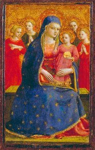 Madonna and Child with Angels, c.1425 (panelde tempera ve altın rengi) by Fra Angelico