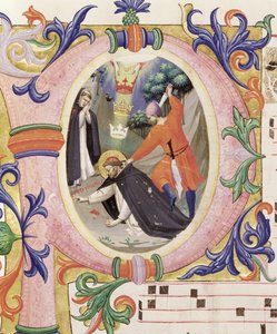 Missal 558 f.68v Aziz Petrus Şehit suikastını betimleyen, tarihlendirilmiş ilk 