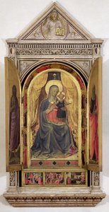 Linaiuoli Üçlü Parçası (açık kepenkli): Vaftizci Yahya ve Aziz Mark ile tahtta oturan Bakire ve Çocuk, 1433 (panelde tempera) (ayrıntılar için bkz. 119416) by Fra Angelico