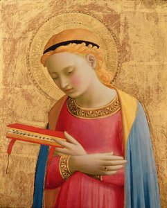 Virgin Annunciate, 1450-55 (ahşap panel üzerinde altın varak ve tempera) (ayrıca bkz. 139311)