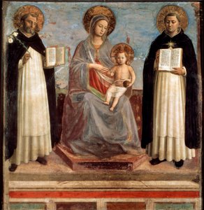 Aziz Dominicus ve Thomas Aquinas ile Bakire ve Çocuk, 1424-1430 by Fra Angelico