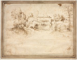 Bir Tepenin Yamacında Çiftlik Evi, c. 1508. by Fra Bartolommeo