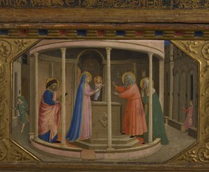 Tapınakta Sunum Müjde 5 Predella sahnesi ile retable, 1430-1432 by Fra Giovanni Angelico da Fiesole