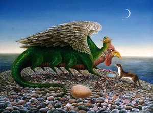 Basilisk, 1986 (kağıt üzerinde yağlar ve tempera) by Frances Broomfield