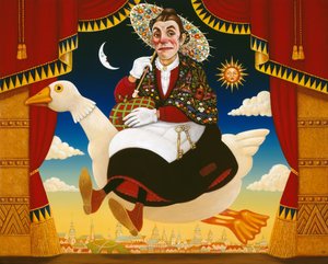 Dan Leno (1860-1904) Anne Kaz olarak, 1996 (panelde yağ ve ılıman)