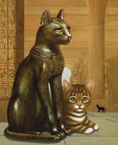 Mike the British Museum Kitten, 1995 (panelde yağ ve tempera) by Frances Broomfield
