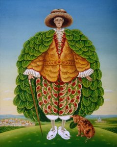The New Vestments (Ivor Cutler, Edward Lear şiirinde karakter olarak), 1994 (panelde yağlar ve tempera) by Frances Broomfield