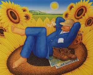 Van Goghs Ayçiçekleri, 1998 (panelde yağ ve tempera)
