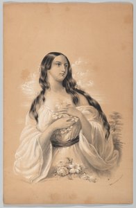 Çiçek Tutan Kadın, New York Çizim Kitabında, Bir Dizi Özgün Tasarım İçeren..., 1847.
