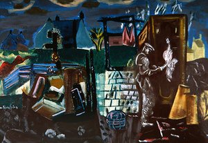 Outhouses, c.1935 (tuval üzerine yağlı boya) by Frances Hodgkins