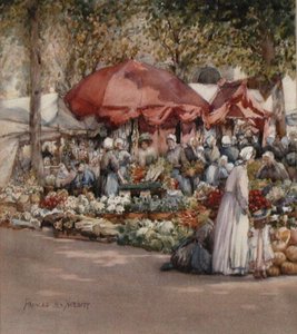 Pazar Günü, Kuzey Fransa c.1910 (kağıt üzerine suluboya) by Frances Nesbitt