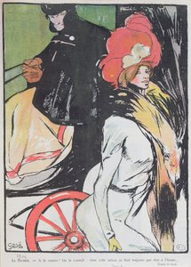 Bir fahişeyle bir taksiciyi tasvir eden çizgi film, 1901