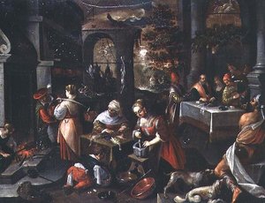 Dalışlar şöleninde Lazarus by Francesco (circle of) Bassano