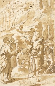Yusuf rüyasını babasına ve kardeşlerine anlatıyor ve gökyüzündeki on bir yıldızı işaret ediyor. by Francesco Albani