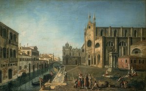 Santi Giovanni e Paolo kilisesi ile Venedik manzarası. 1735-1740