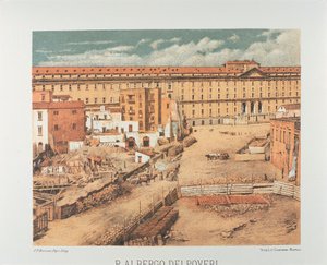 İtalya, Napoli, Albergo dei Poveri (Yoksullar için Darülaceze) 1889 (litografi)