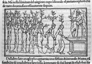 Dominik keşiş Francesco Colonna, Venedik tarafından “Hypnerotomachia Polyphili” (Poliphila rüyası) üzerine gravür by Francesco Colonna