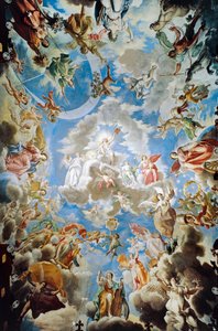 Apotheosis, Pamphilj Evi freski, Francesco Cozza (1605-1682), Palazzo Doria Pamphilj, Roma, İtalya