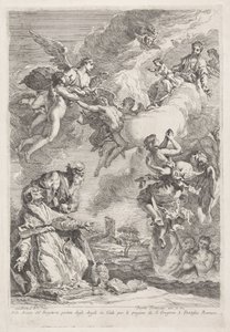 Büyük Aziz Gregory ve Aziz Jerome, araftaki ruhlar için dua ediyor Molte Anime del Purgatorio portate dagli Angeli in Cielo per le pregiere di S. Gregorio I. Pontefice Romano (nesne üzerindeki başlık)