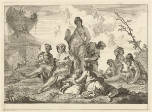Üç Periler ve Üç Aşk Tanrısı ile Venüs ve Vulkan by Francesco Fontebasso