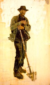 Hendek kazıcı Francesco Gioli (1846-1922), panel üzerine yağlı boya, 39x22 cm